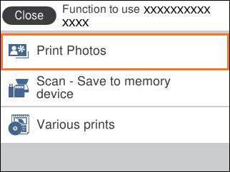 Εκτύπωση Εκτύπωση Εκτύπωση από το μενού Εκτύπωση φωτογραφιών του πίνακα ελέγχου Μπορείτε να εκτυπώσετε δεδομένα από μια συσκευή μνήμης, όπως π.χ. μια κάρτα μνήμης ή μια εξωτερική συσκευή USB.