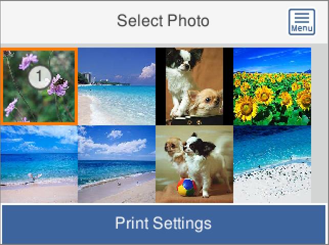Εκτύπωση Οδηγός για την οθόνη επιλογής φωτογραφιών (Πρ. πλακιδίων) Μπορείτε να επιλέξετε φωτογραφίες από την οθόνη μικρογραφιών.