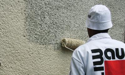 lepením obkladu. Fasádna farba sa na jednovrstvové omietky v exteriéri aplikuje vždy na medzivrstvu zo štukovej omietky alebo stierky, napr. Baumit VivaExterior resp. Baumit VivaRenova.