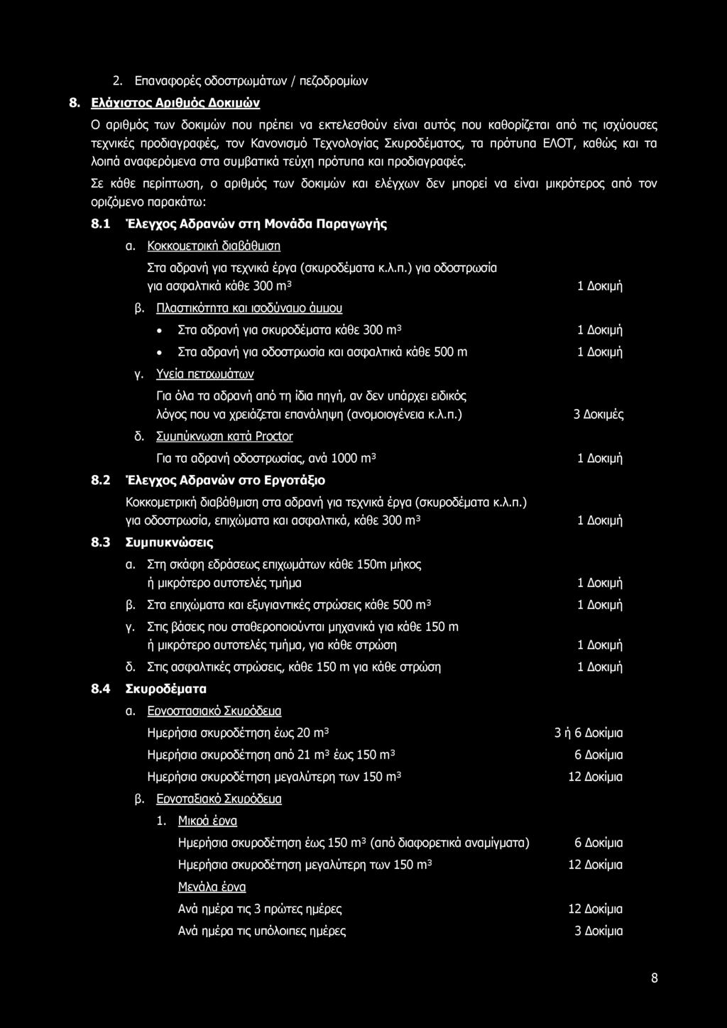 2. Επαναφορές οδοστρωμάτων / πεζοδρομίων 8.