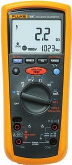 FLUKE 1577 1000 V, 500 V Meranie izolačných odporov 1587 1000 V, 500 V, 250 V, 100 V, 50 V a digitálny multimeter True RMS Meranie izolačného odporu: 0,01 až 2,0 GOhm (1587) 0,1 až 600 MOhm (1577)