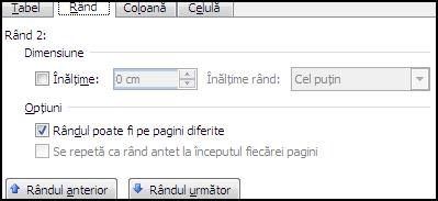 loane. Word 2007 Pagina 45 Observație Pentru specificarea lățimii coloanei curente se poate folosi și meniul Aspect fila Dimensiune celulă butonul Tabel lăţime coloană. 16.4.7. Modificarea înălţimii unui rând În mod normal, un rând este ceva mai înalt decât cea mai înaltă valoarea din ea.