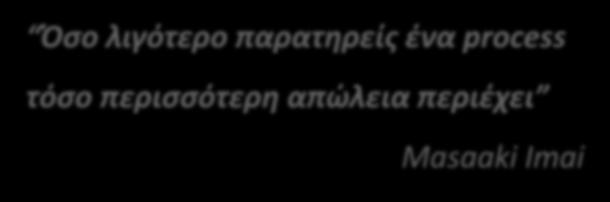 Μαθαίνω να βλέπω Όσο λιγότερο παρατηρείς ένα process τόσο περισσότερη απώλεια περιέχει Masaaki Imai Τα