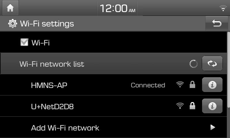 ) Wi-Fi Πιέστε το πλήκτρο για να ανοίξετε το Wi-Fi.