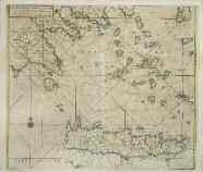 1650 KEULEN J. VAN ARCHIPELAGUSCHE EYLANDEN. χαλκόγραφος χάρτης της Κρήτης και των Κυκλάδων.