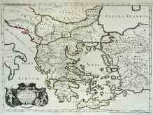 ANTIQUORUM ILLYRICI ORIENTALIS EPISCOPATUUM GEOGRAPHICA DESCRIPTIO. 1640. Ελλάδας. Διαστάσεις 51,5 χ 37 εκ.
