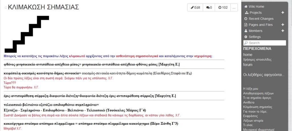 Στην ενότητα «Κλιμάκωση σημασίας» κατέτασσαν