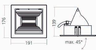 luminii: direct - simetrică/ asimetrică Pivotabil: max. 45 Unghi deschidere: 30 Echipament de control: balast electronic (dimabil la cerere) Durata de viaţă LED: 50.