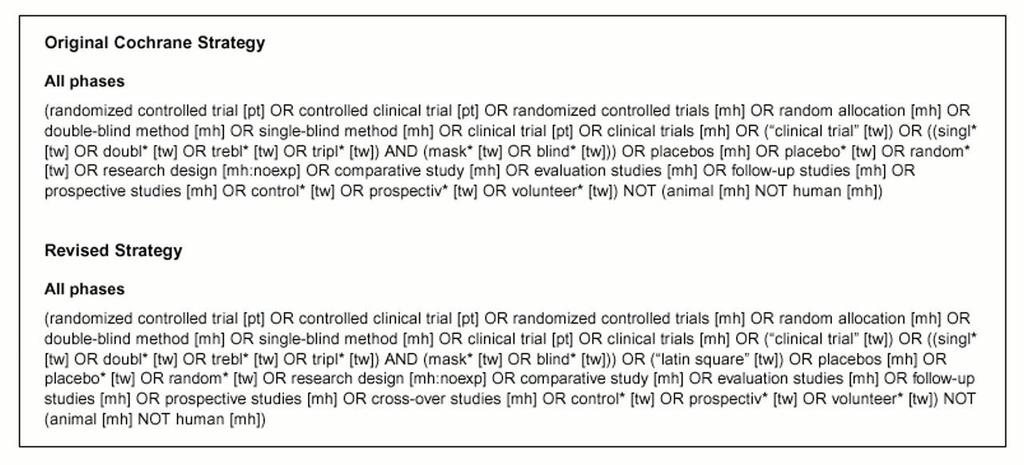 Strategies in PubMed format Robinson K A, Dickersin K Int. J.