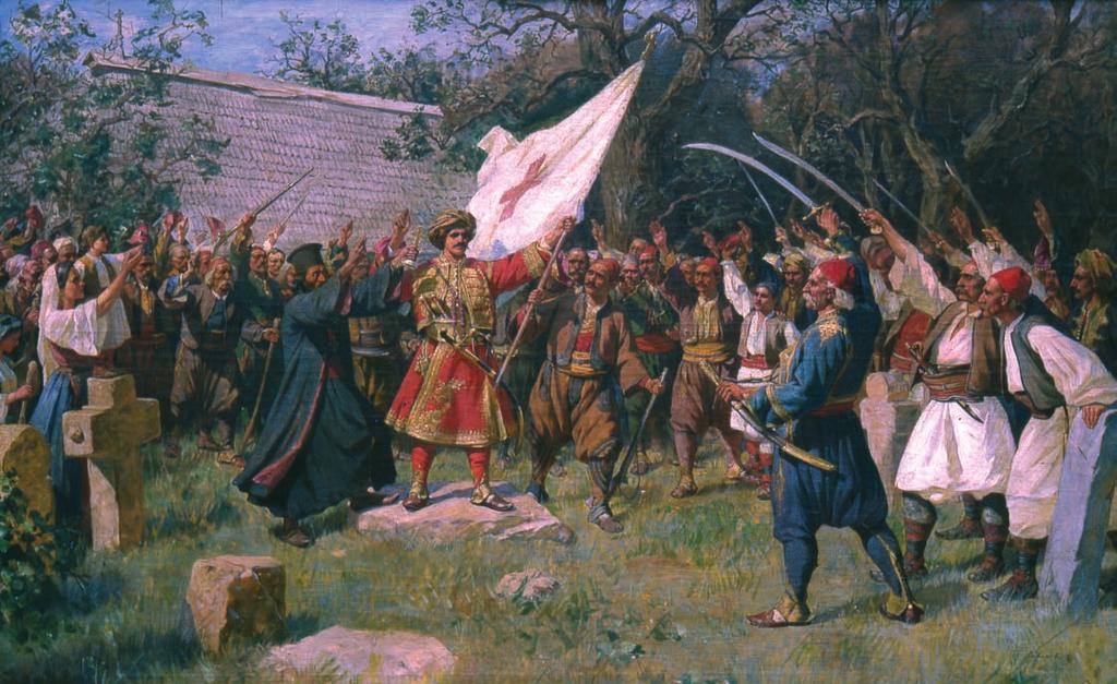 МИРОСЛАВ ТИМОТИЈЕВИЋ Сл. 3. Таковски устанак, слика, Паја Јовановић, 1895. (Народни музеј у Београду) Бог и Његова је правда.