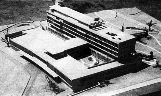 МАРЕ ЈАНАКОВА ГРУЈИЋ Сл. 4. Макета зграде (није сачувана) први пут у историографији повезано Мацурино стваралаштво с корбизијанским постулатима савремене архитектуре.