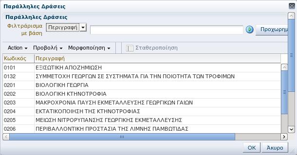 Για να επιλέξετε από τον πίνακα της λίστας τιμών την εγγραφή που θέλετε να καταχωρηθεί στο πεδίο μπορείτε να την επιλέξετε με τη βοήθεια του mouse ή του κάτω βέλους του πληκτρολογίου σας. 1.1.5.