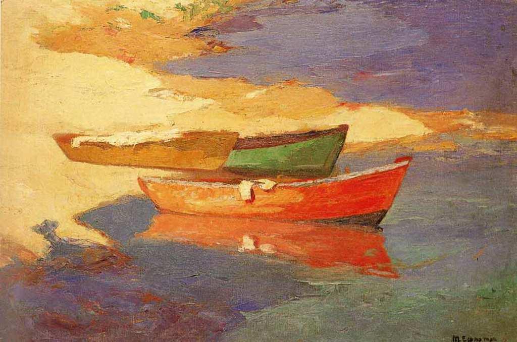 Εικόνα 5. Μιχάλης Οικονόμου, Βάρκες, (1920-1925) Στάδιο 4 ο (διάρκεια 15 ) Στο 4 ο στάδιο διανέμονται εξαρχής στα παιδιά αντίγραφο ενός έργου χωρίς τίτλο του Θανάση Στεφόπουλου.