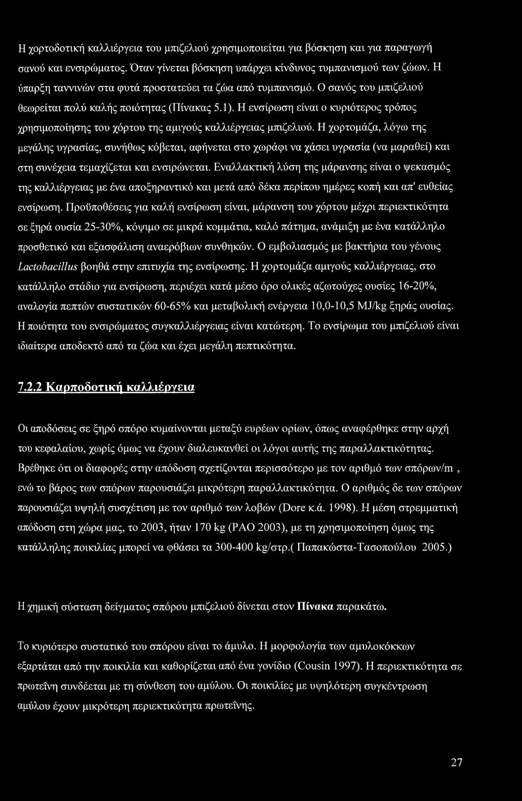 Η ενσίρωση είναι ο κυριότερος τρόπος χρησιμοποίησης του χόρτου της αμιγούς καλλιέργειας μπιζελιού.