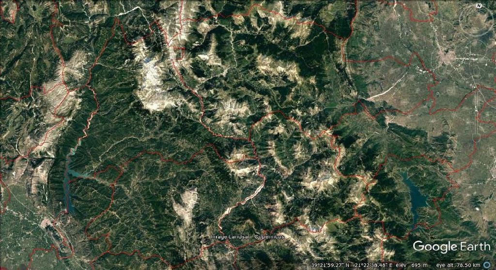 Αετός, Ιτέα, Πηγές, Σκαρπάρι, Γλίστρα, Γκολφάρι, Πύργος, Φτέρη, Μυρόφυλλο, Παναγία, Τερπνά, Πετρωτό και Κάτω Χώρα.