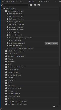 4.10 ΒΕΛΤΙΩΣΗ ΗΧΟΥ - ΜΙΞΑΖ Το Adobe Premiere Pro μας προσφέρει πολλά εφέ ήχου που μας βοηθούν στο να αλλάξουμε τον τόνο, να δημιουργήσουμε ηχώ κτλ.