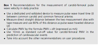 Carotid-Femoral PWV Μeasure of segmental stiffness from the ascending aorta to the femoral artery It fulfills most of the stringent criteria for a biomarker to be implemented in