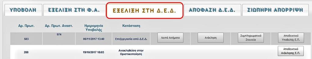 1.2.γ. Καρτέλα «Εξέλιξη στη Δ.Ε.Δ.» Στην καρτέλα (Εικόνα 22) 