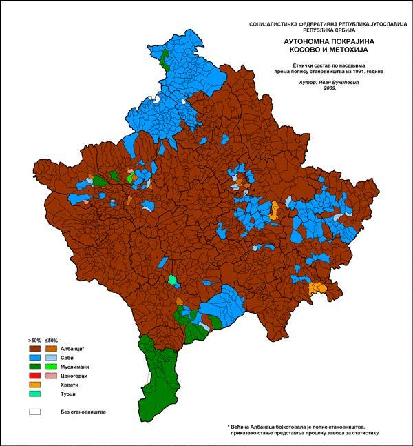 Слика 3: Етничка структура становништва Косова и Метохије275 С обзиром на све оно што се дешавало у новијој историји, може се закључити да је убедљива пропаганда албанских националиста остварила свој