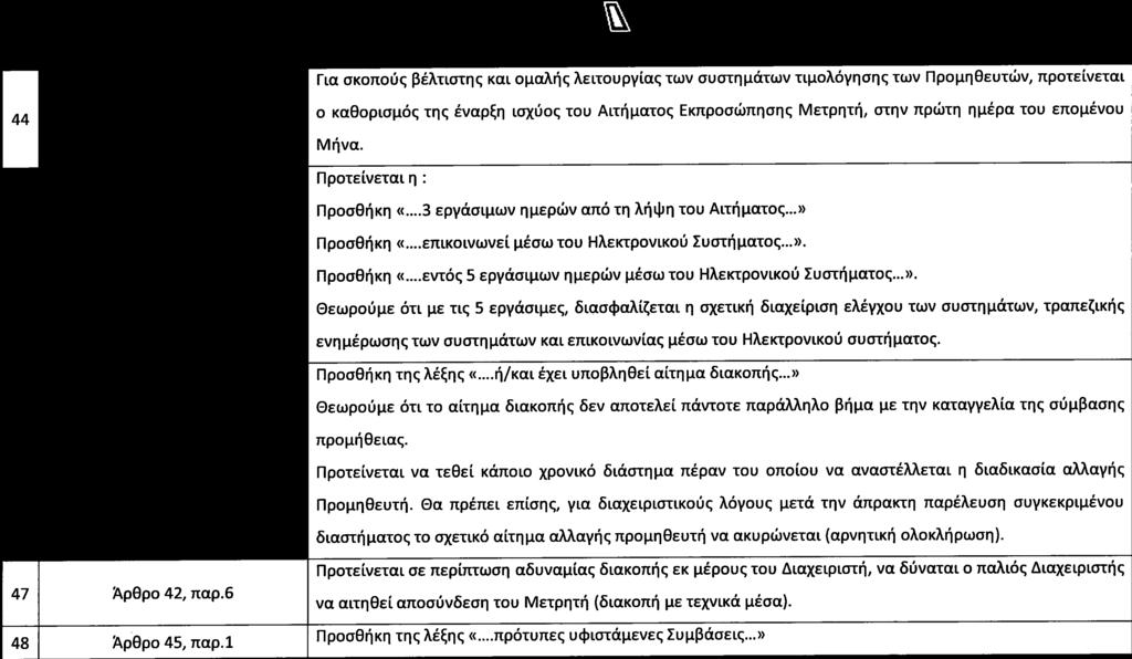 ..» Προσθήκη «...επικοινωνεί μέσω του Ηλεκτρονικού Συστήματος...». Προσθηκη «...εντος 5 εργασιμων ημερων μεσω του Ηλεκτρονικου Συστηματος...». Θεωρούμε ότι με τις 5 εργάσιμες, διασψαλίζεται η σχετική διαχείριση ελέγχου των συστημάτων, τραπεζικής ενημέρωσης των συστημάτων και επικοινωνίας μέσω του Ηλεκτρονικού συστήματος.