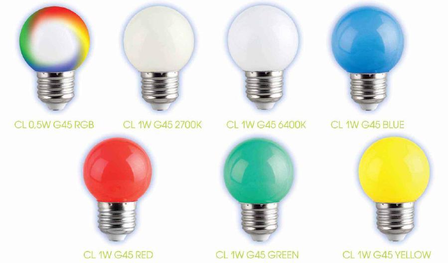 ΛΑΜΠΣΖΡΔ ΦΑΗΡΗΚΟΗ ΥΡΩΜΑΣΗΣΟΗ LED 003543 ΦΑΙΡΑ CL 0,5W G45 E27 RGB 003609