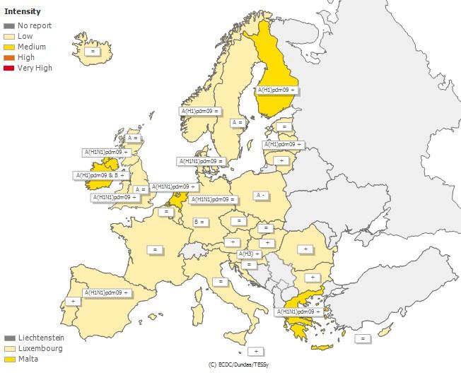 εβδομαδιαία έκθεση για τη δραστηριότητα της γρίπης στην