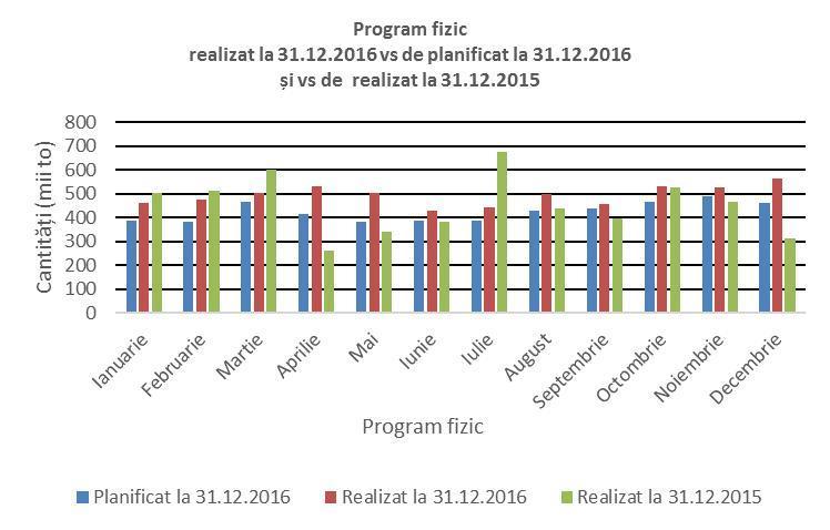 Evoluția lunară a Programului fizic realizat la 31.12.