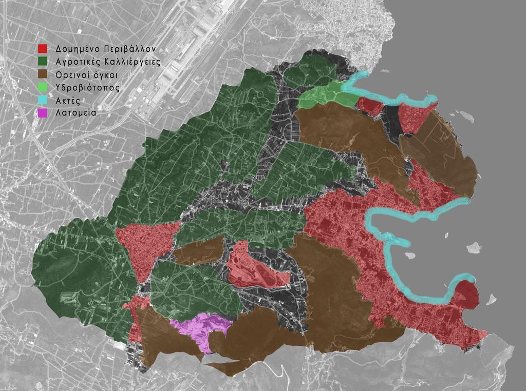 Φυσικό και Δομημένο Περιβάλλον Πηγή υποβάθρου: googlemaps.gr Στο διπλανό χάρτη καταγράφονται χωρικά το δομημένο και φυσικό περιβάλλον.