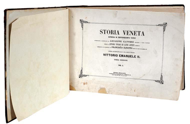127 STORIA VENETA Εικονογραφημένο Ιστορικό Λεύκωμα για την Βενετία Περιέχει κείμενα στα Ιταλικά, για ιστορικά γεγονότα από το 406 μχ 1797 μ.χ. Επίσης 676 ολοσέλιδες γκραβούρες (χαλκογραφία) μεταξύ των οποίων 16 ελληνικού και 8 κυπριακού ενδιαφέροντος.