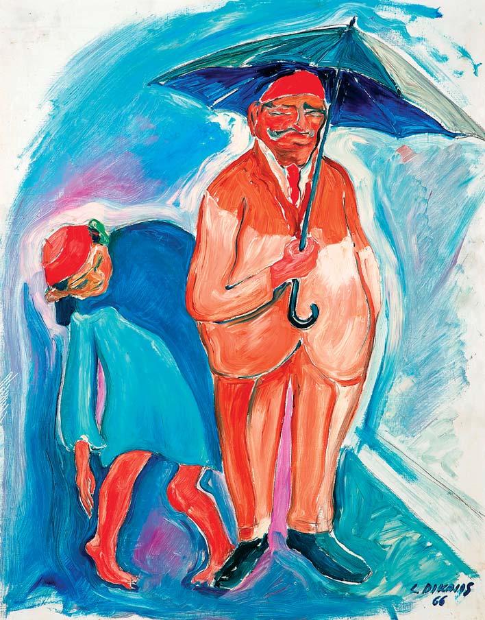 95 Χαρίλαος Δίκαιος (1911-2009) Κύριος με ομπρέλα Υπογεγραμμένο και
