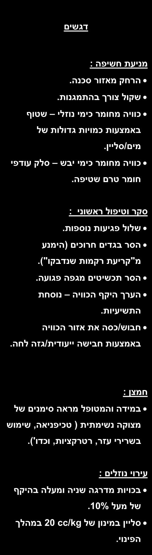 גישה למטופל נפגע מכויות דגשים כוויה )תרמית/כימית/חשמלית( גישה כללית לנפגע טראומה, בדגש : בטיחות המטופל, הצוות והסביבה נתיב