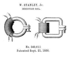 Karakteristike: gustoća magnetskog tijeka maksimalno 0,8 T (tesla), frekvencija 40-50 Hz, specifični gubici 10 Wkg-1 U Americi William Stanley je bio zadužen za stvaranje alternativnog dizajna s