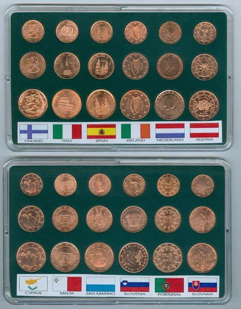 5. Κασετίνα με Επιλογές από Ακυκλοφόρητα Νομίσματα Euro. Συσκευασία σε διαφανείς πλαστικές κασετίνες.