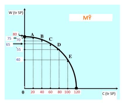 Điểm nào trên đường giới hạn khả năng sản xuất được xã hội lựa chọn?