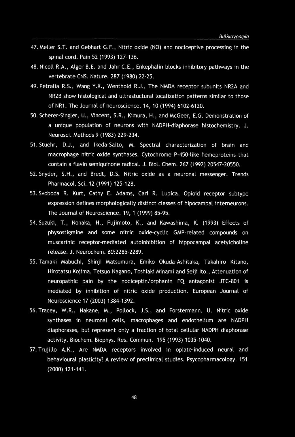 The Journal of neuroscience. 14, 10 (1994) 6102-6120. 50. Scherer-Singler, U., Vincent, S.R., Kimura, H., and McGeer, E.G. Demonstration of a unique population of neurons with NADPH-diaphorase histochemistry.