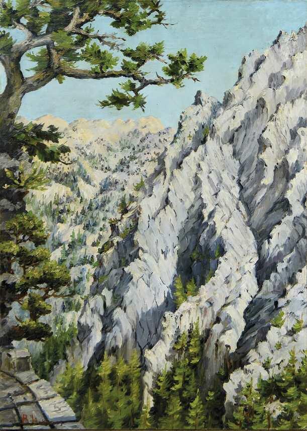 37. ΙΘΑΚΗΣΙΟΣ Βασίλειος (1879-1977) Φαράγγι της Σαμαριάς Λάδι σε καμβά 70 50 εκ υπογρμ κ.α ITHAKISIOS Vasilios (1879-1977) The Samaria gorge (Crete) Signed oil on canvas 70 50 cm 2.500-3.