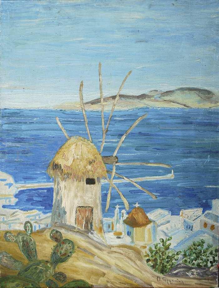 41. ΓΕΡΜΕΝΗΣ Βάσος (1896-1964) Μύκονος Λάδι σε καμβά 80 58 εκ υπγρμ κ.