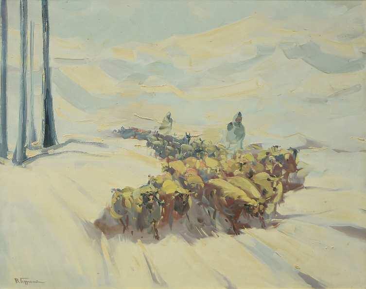 α 500-700 THOMOPOULOS Epaminondas (1878-1974) The old house in the village Signed oil on canvas laid on board 37 48 cm