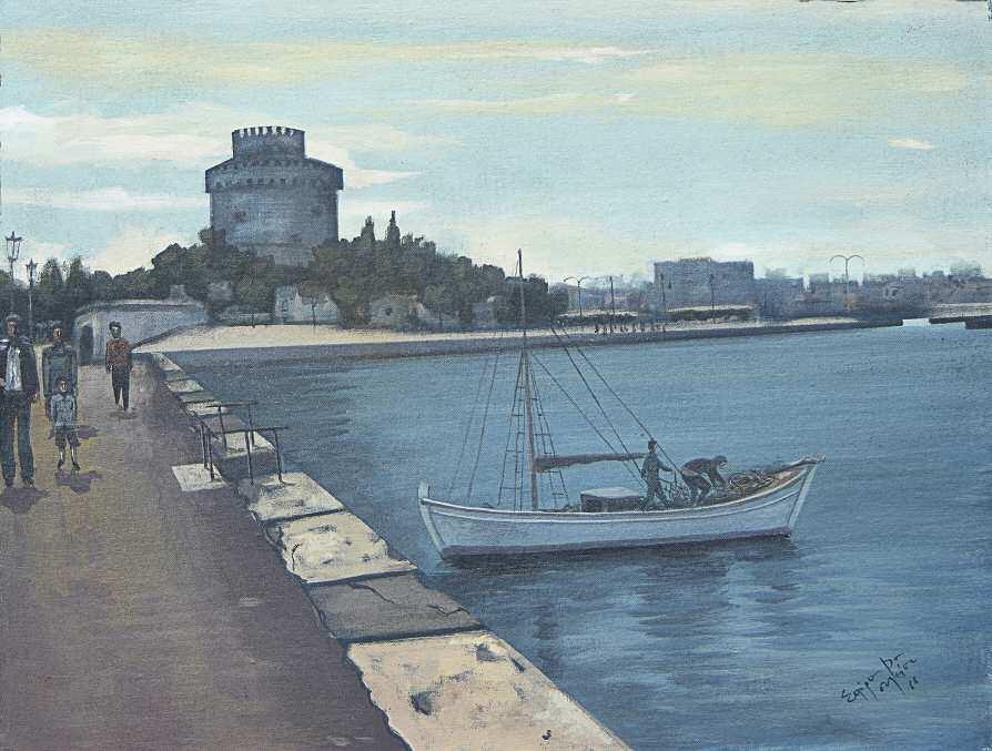 *63. BΑΣΙΛΕΙΟΥ Σπύρος (1902-1985) Θεσσαλονίκη 1966 Ακρυλικό σε καμβά επικλμ. σε νοβοπαν 55 70 εκ υπγρμ & χρνλγμ κ.
