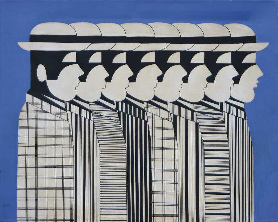 76. ΓΑΪΤΗΣ Γιάννης (1923-1984) Άνθρωποι προφίλ π1975 Λάδι σε καμβά 79 100 εκ υπγρμ κ.α GAITIS Yannis (1923-1984) People s profile c1970s Signed oil on canvas 79 4100cm 5.000-6.