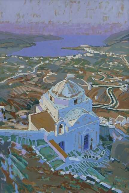 ΓΡΑΒΒΑΛΟΣ Παναγιώτης (1933) Σοκάκι στη Σαντορίνη 1991 ΔΟΚΙΜΙΟ χαλκογραφία 52 42 εκ υπγρμ κ.