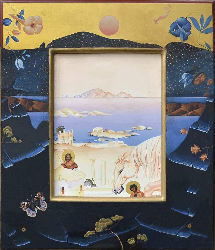 93. ΔΕΡΠΑΠΑΣ Γεώργιος (1937-2014) Αιγαιοπελαγίτικη σύνθεση 2002 Λάδι σε ξύλο 70 60 εκ υπγρμ κ.