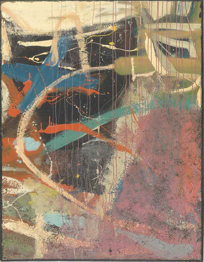 94. ΚΕΣΣΑΝΛΗΣ Νίκος (NIKOS) (1930-2005) Αφηρημένη σύνθεση πδ1950 Λάδι/μικτή τεχνική σε καμβά 137 108 εκ υπγρμ κ.α NIKOS (KESSANLIS) (1930-2005) Abstract composition c1950s Signed oil on canvas 1.37 1.08 cm 4.