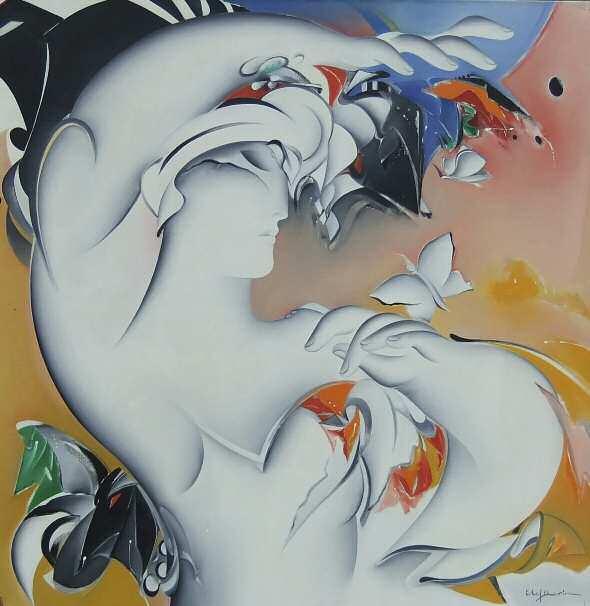 103. ΕΛΕΥΘΕΡΙΟΥ Λίλη (1947) Αρχαική φιγούρα Λάδι σε καμβά 100 100 εκ υπγρμ κ.δ 800-1.