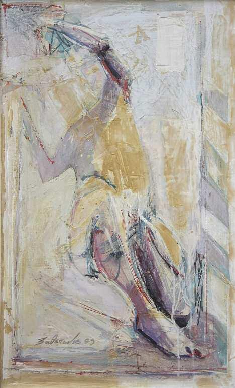 120. ΞΑΝΘΟΠΟΥΛΟΣ Κώστας (1949) Αγκαλιά 1989 Λάδι & μικ.τεχν. σε καμβά 75 45 εκ υπγρμ & χρνλγμ κ.