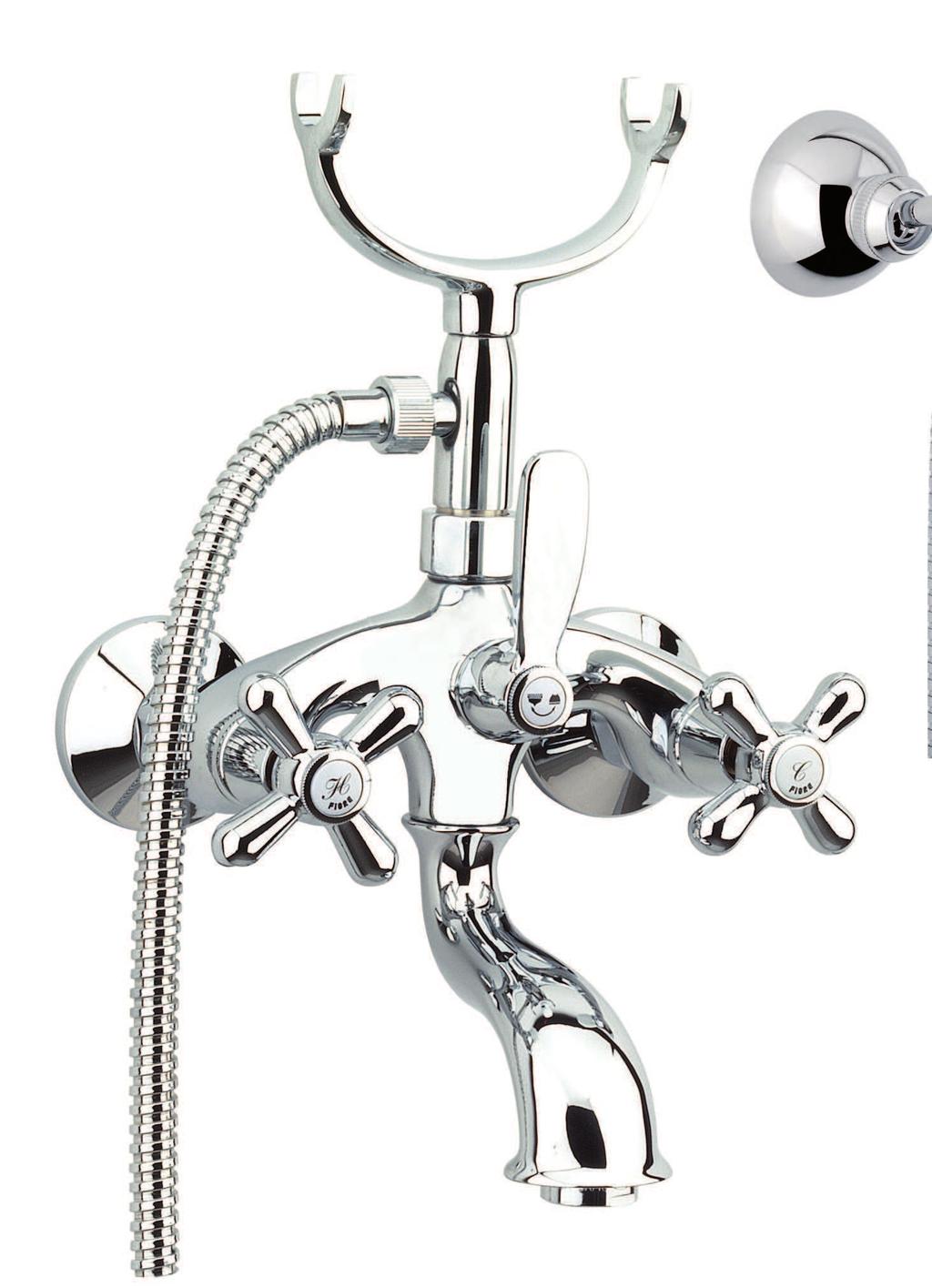 26 0610 00 Gruppo vasca esterno con flex e doccia retro External bath mixer with flex and old style shower Mélangeur bain