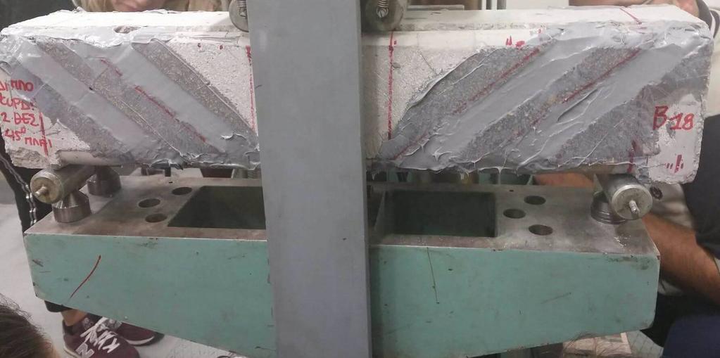 Σε άλλη σχετική έρευνα εξετάσθηκε η ενίσχυση δοκού με λωρίδες ανθρακοϋφάσματος, κάθετες ως προς τον άξονα του δοκιμίου και πραγματοποιήθηκε σύγκριση των ανωτέρω με λωρίδες τοποθετημένες υπό γωνία 45