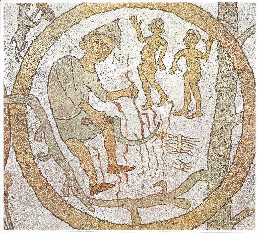 La dieta mediterranea. Un introduzione storica fra medioevo ed età contamporanea Fig. 7 - Otranto. Mosaico pavimentale. La mietitura (eseguita di Giugno, Iunii). Da Willemsen.