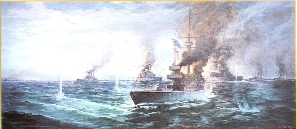 Chatzis, The destroyer Thyella, 1912-1914, oil on canvas, 45 x 70 cm,