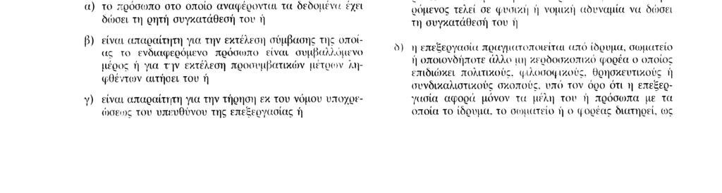 Αριθ L 281 /40 ΓJΓ Επίσημη Εφημερίδα των Ευρωπαϊκών Κοινυτήτοιν 23 11 95 ΤΜΗΜΑ I ΑΡΧΕΣ ΠΟΥ ΠΡΕΠΕΙ ΝΑ ΤΗΡΟΥΝΤΑΙ ΩΣ ΠΡΟΣ ΤΗΝ ΠΟΙΙΟΤΗΤΑ ΤΩΝ ΔΕΔΟΜΕΝΩΝ Άρθρο 6 1 Τα κράτη μέλη προβλέπουν ότι τα δεδομένα